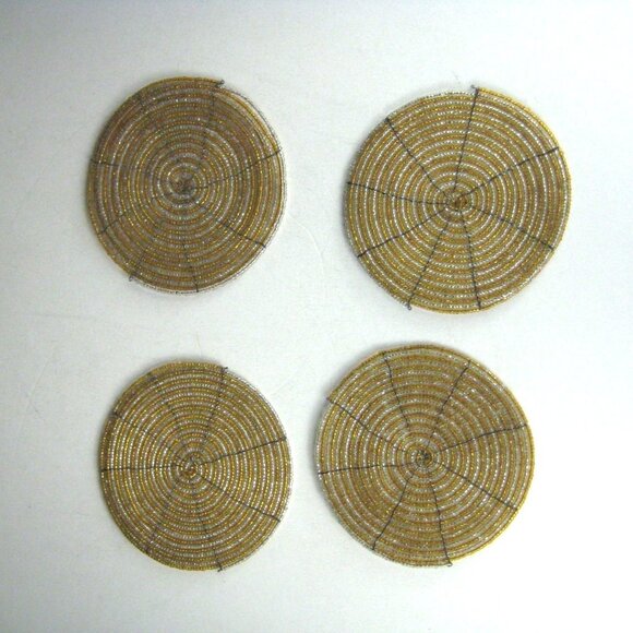 Kim Seybert NYC Beaded Coasters Set Of 4 With Sheer Pouch India - Picture 7 of 9